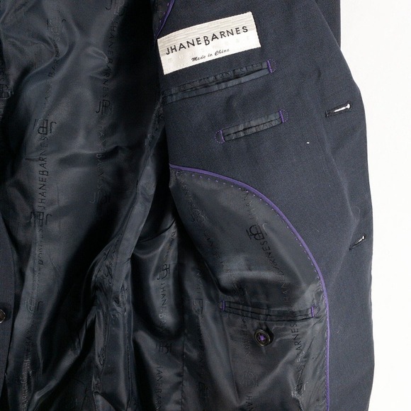 Jhane Barnes Blazer Jacket Mens 40R Blue 100% Wool Two Button Athletic Fit - Picture 13 of 14